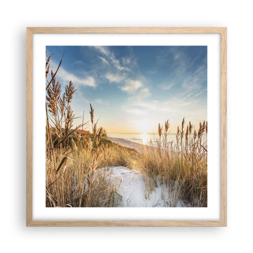 Plakát v rámu světlý dub - Severní pláž - 50x50 cm