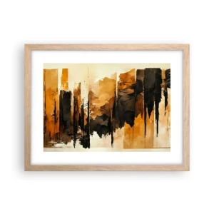 Plakát v rámu světlý dub - Harmonie černé a zlaté - 40x30 cm