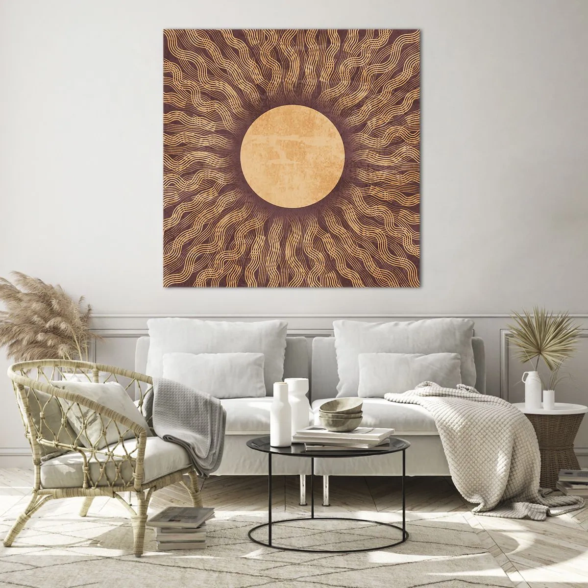 Obraz na skle - Ikona slunce - 70x70 cm