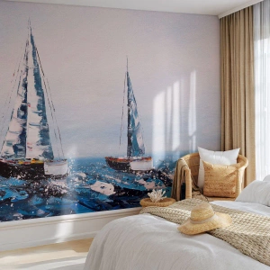 Fototapeta Premium Canvas - Bratrství větru - Plachetnice, Krajina, Pobřeží - 350x256 cm