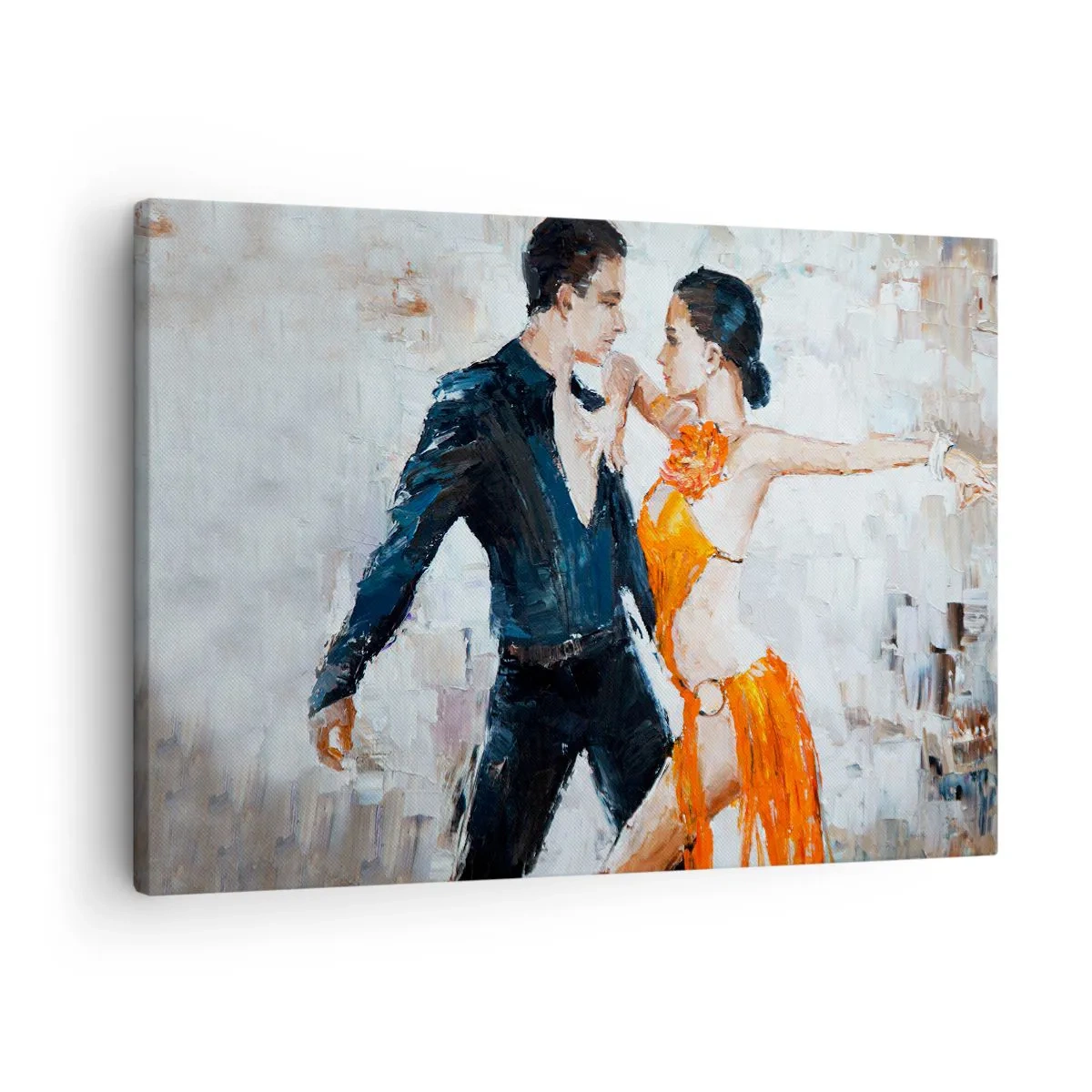 Obraz na plátně - Dynamický pár tančící v latinskoamerickém stylu. - 70x50cm - Dirty dancing - Moderní nástěnná dekorace do obývacího pokoje a ložnice ARTTOR