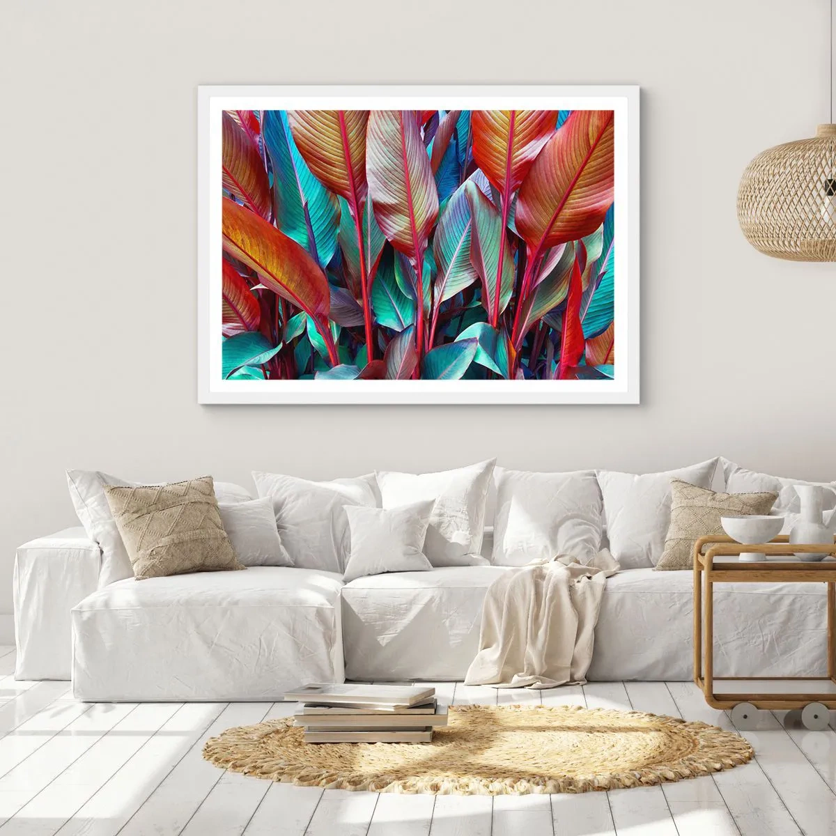 Plakát v bílém rámu - Barevná houština - 100x70 cm