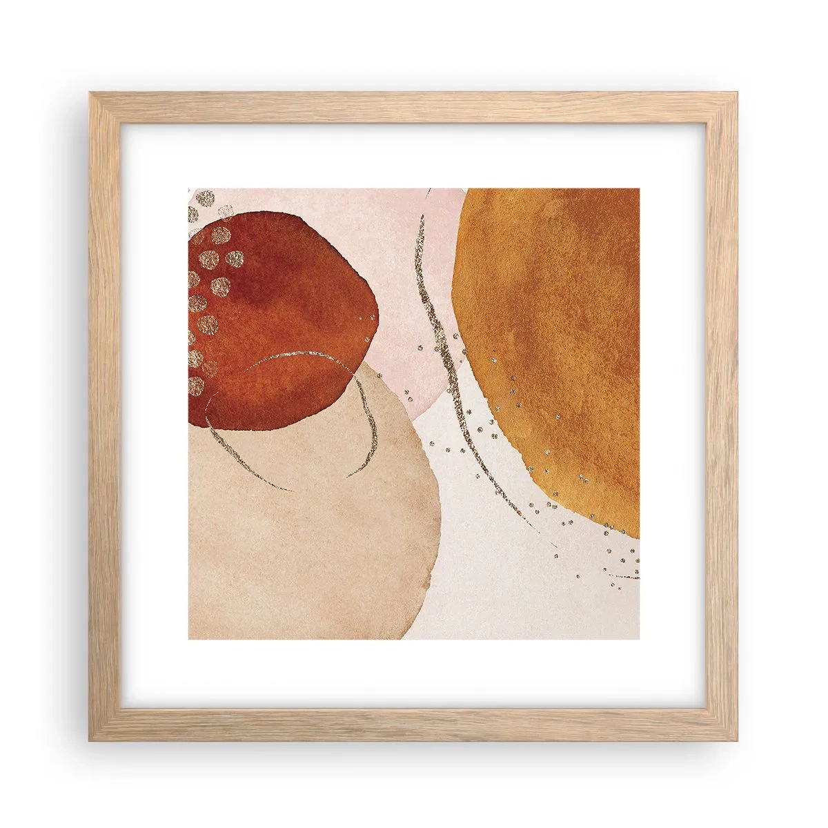 Plakát v rámu světlý dub - Zaoblení a pohyb - 30x30 cm