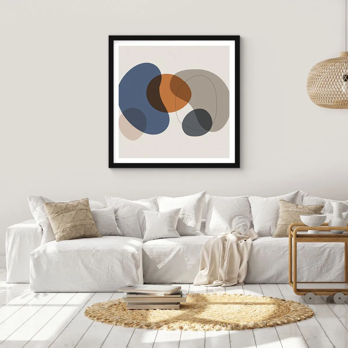 Plakát v černém rámu - Kapky barev - 50x50 cm