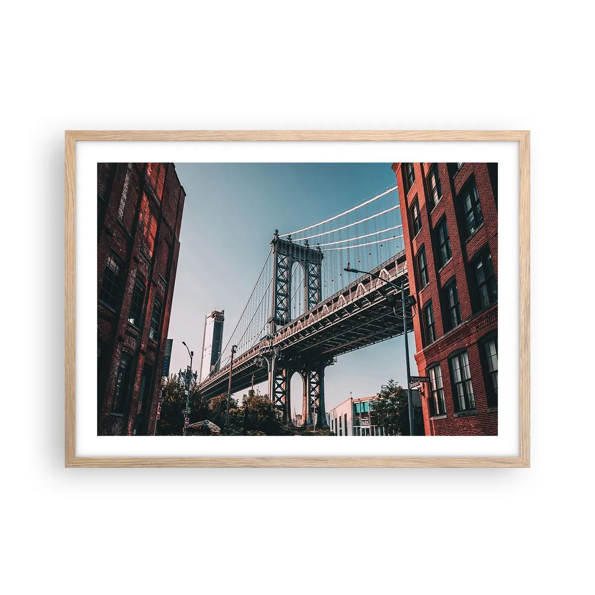 Plakát v rámu světlý dub - Nad vlnami města - 70x50 cm
