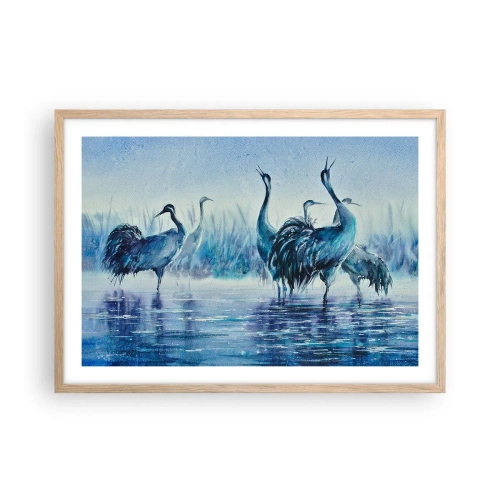 Plakát v rámu světlý dub - Ranní setkání - 70x50 cm