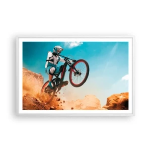 Plakát v bílém rámu - Cyklistický démon šílenství - 91x61 cm