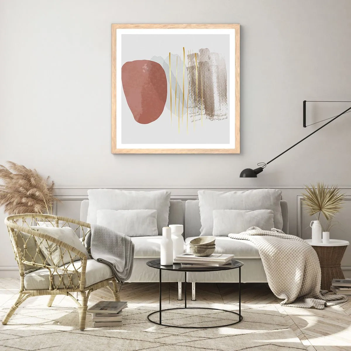 Plakát v rámu světlý dub - Abstraktní kolonáda - 60x60 cm