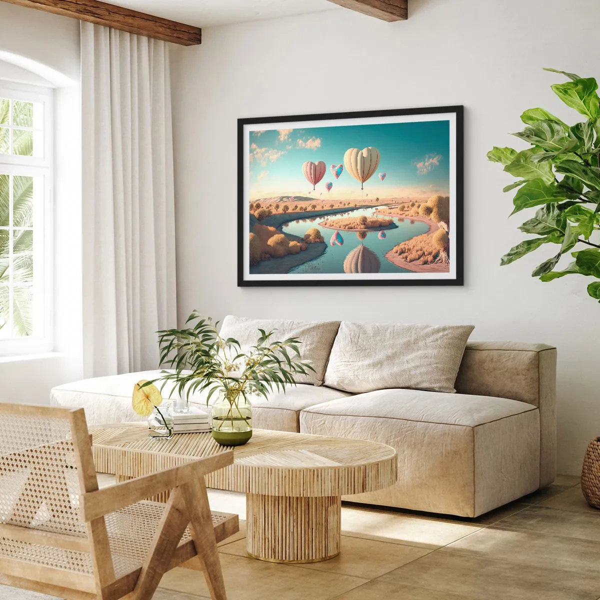 Plakát v černém rámu - Láska tě nechá vzlétnout - 100x70 cm