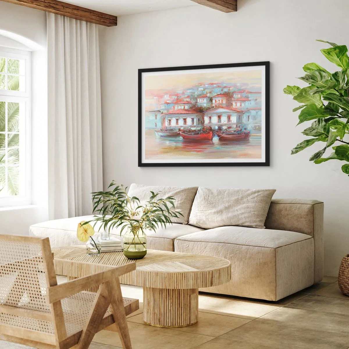 Plakát v černém rámu - Šťastné městečko - 91x61 cm