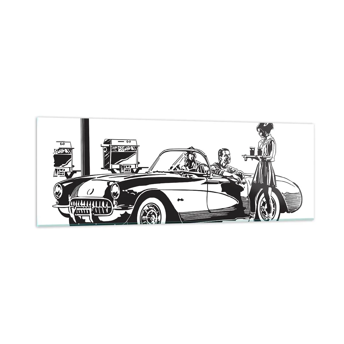 Obraz na skle - 60. - bezstarostná Amerika - 90x30 cm