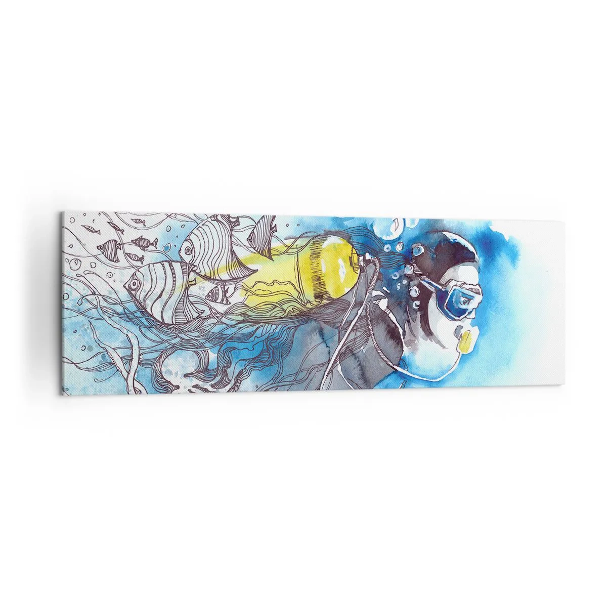 Obraz na plátně - Velká modř - 160x50 cm