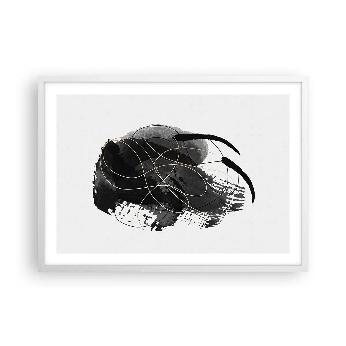 Plakát v bílém rámu - Upletené z černé - 70x50 cm