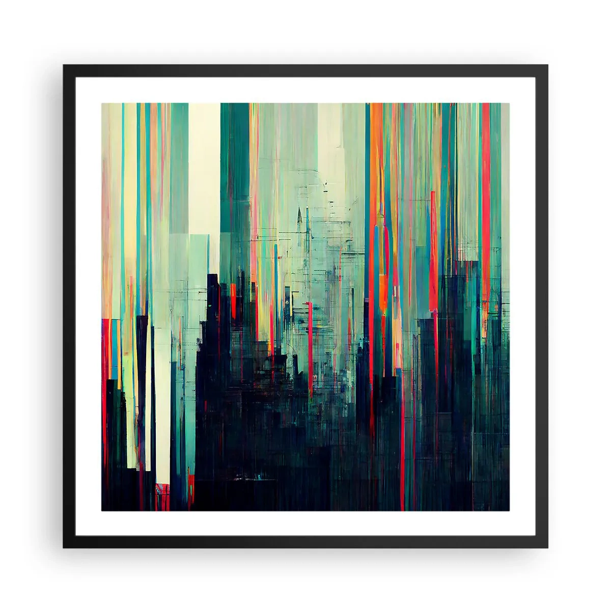 Plakát v černém rámu - Futuristické město - 60x60 cm