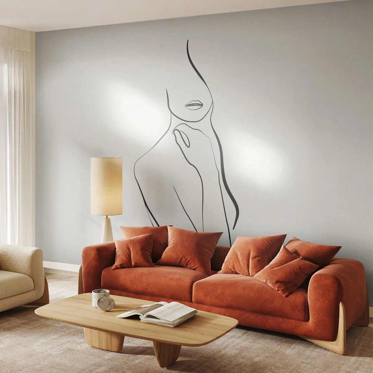 Fototapeta Samolepicí Deluxe Sticker - Vlna melancholie - Abstrakce, ženské tělo, Grafika - 300x210 cm
