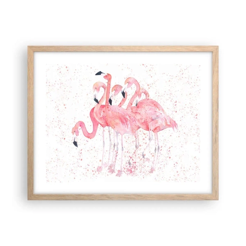 Plakát v rámu světlý dub - Růžový ansámbl - 50x40 cm