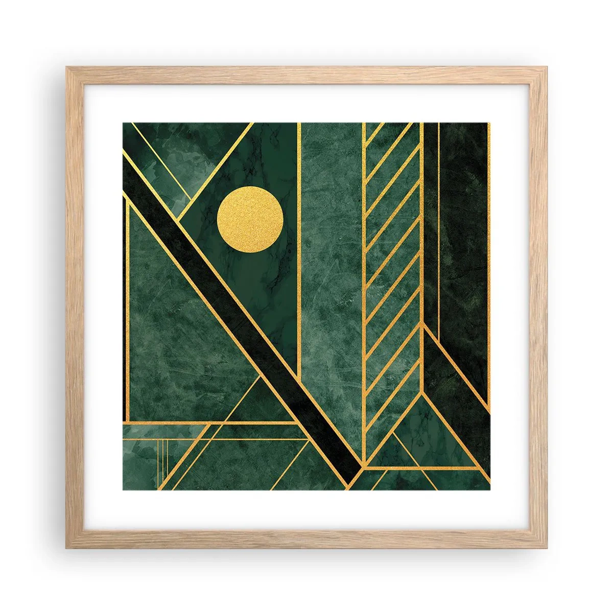 Plakát v rámu světlý dub - Dynamika zlata a lazuritu - 40x40 cm