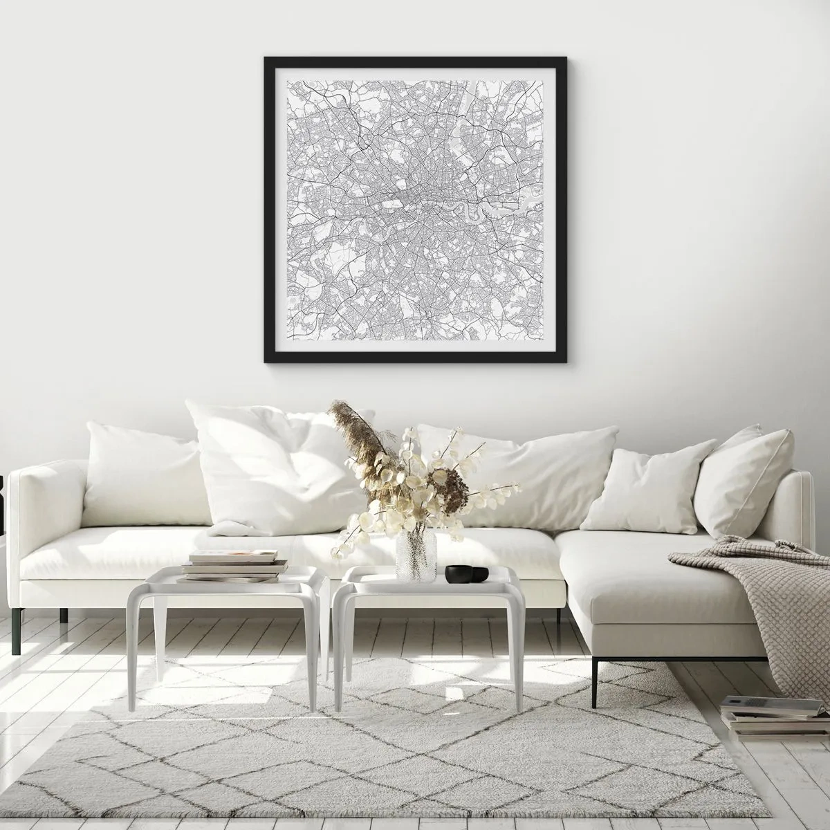 Plakát v černém rámu - Mapa londýnského labyrintu - 50x50 cm