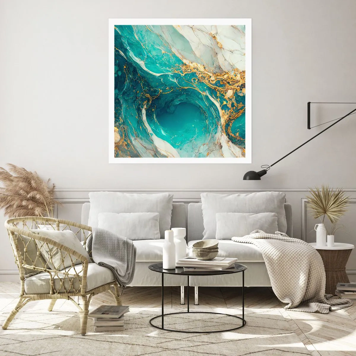 Plakát - Kompozice se zlatými žilami - 40x40 cm