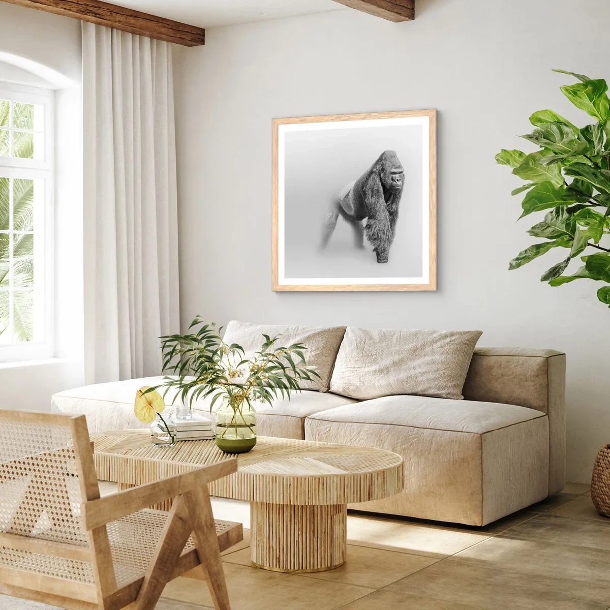 Plakát v rámu světlý dub - Jistý si svojí silou - 60x60 cm