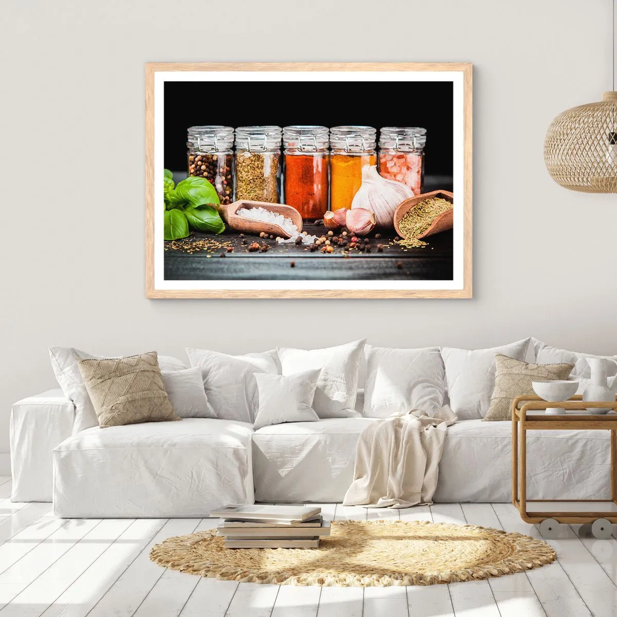 Plakát v rámu světlý dub - Aby měl život chuť - 70x50 cm