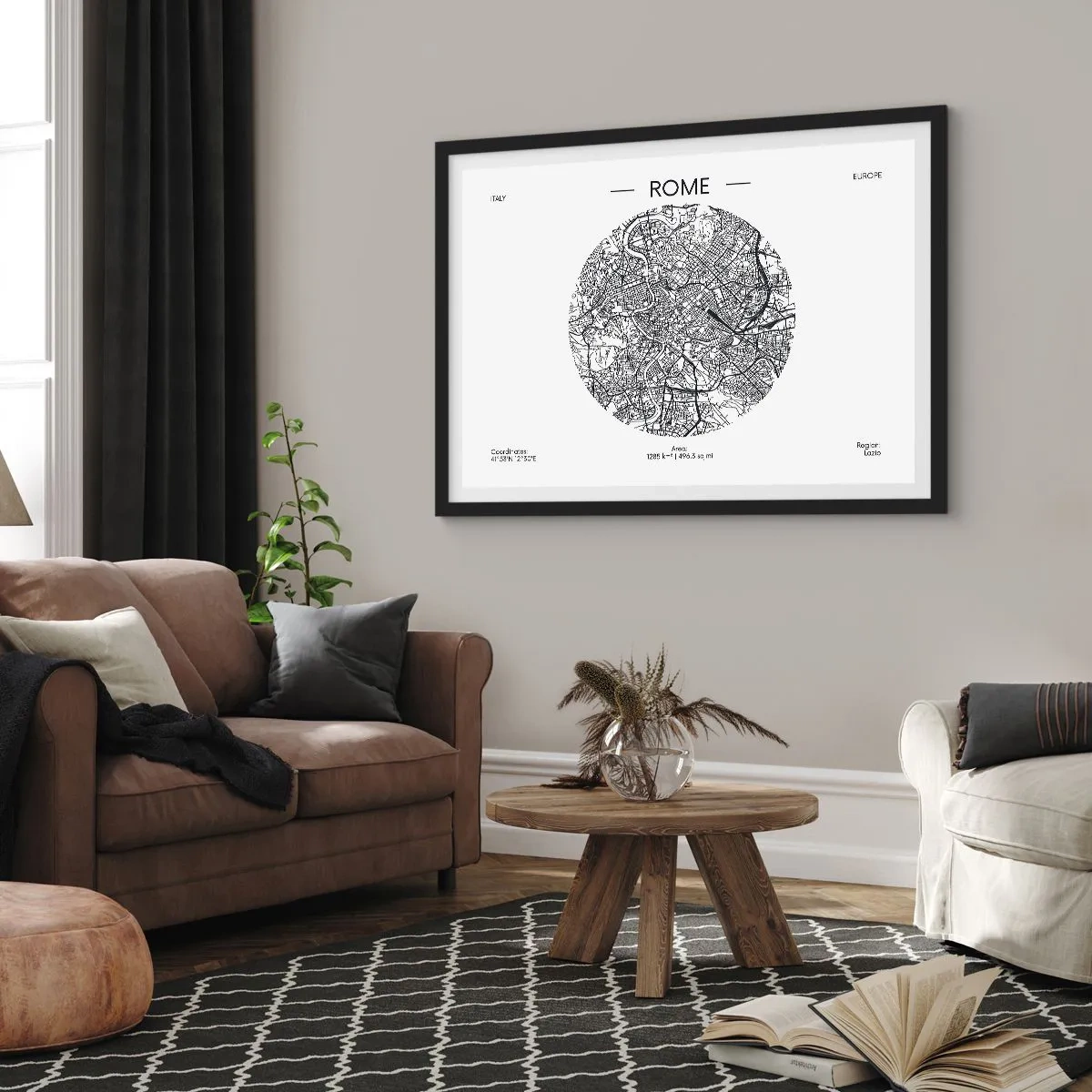 Plakát v černém rámu - Anatomie Říma - 50x40 cm