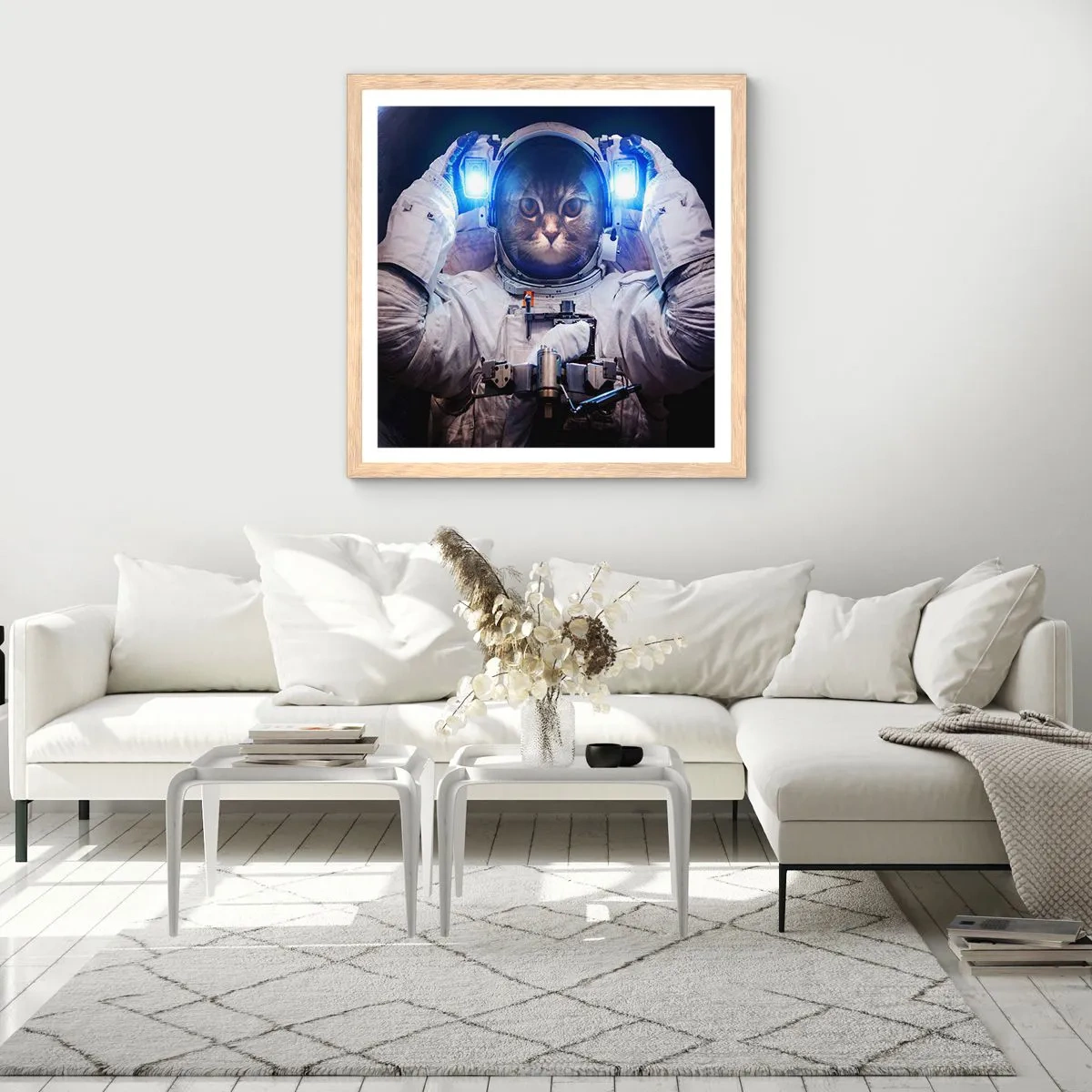 Plakát v rámu světlý dub - Houston, máte problém - 60x60 cm