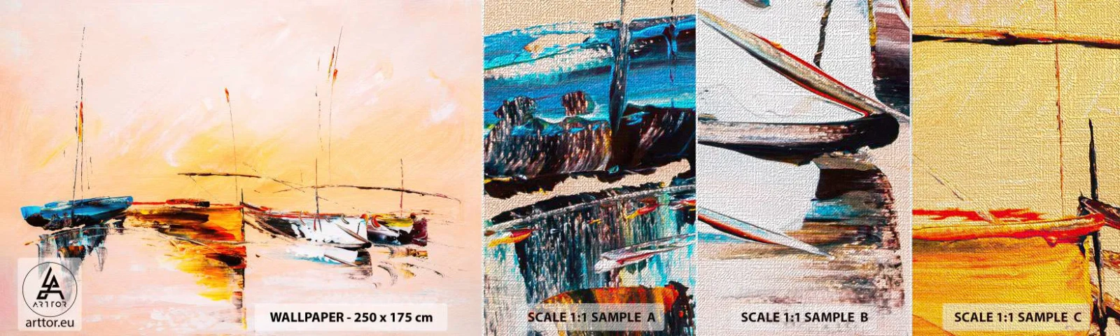 Vzor Fototapety Premium Canvas - Večer v přístavu - Lodě, Plachetnice, Kus - 100x30 cm