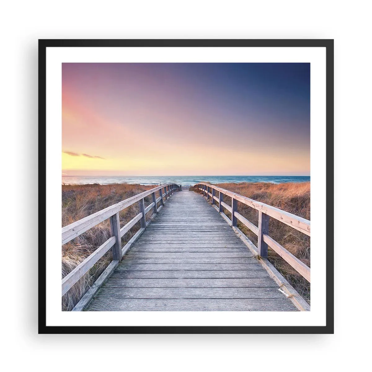 Plakát v černém rámu - Baltská večerní polární záře - 60x60 cm