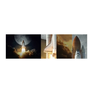 Vzor Fototapety Samolepicí Deluxe Sticker - Začátek nadpřirozeného dobrodružství - Měsíc, Vesmírná raketa, NASA - 100x30 cm