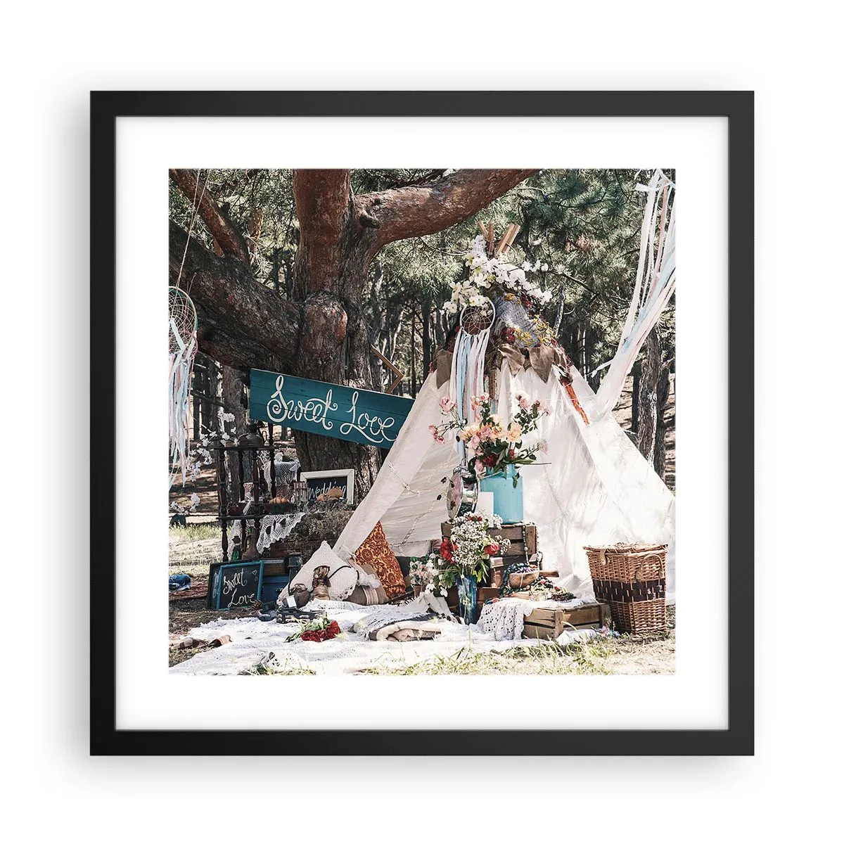 Plakát v černém rámu - Make love… - 40x40 cm