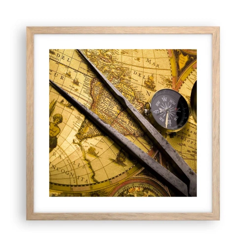 Plakát v rámu světlý dub - Kde jsou ty poklady? - 40x40 cm