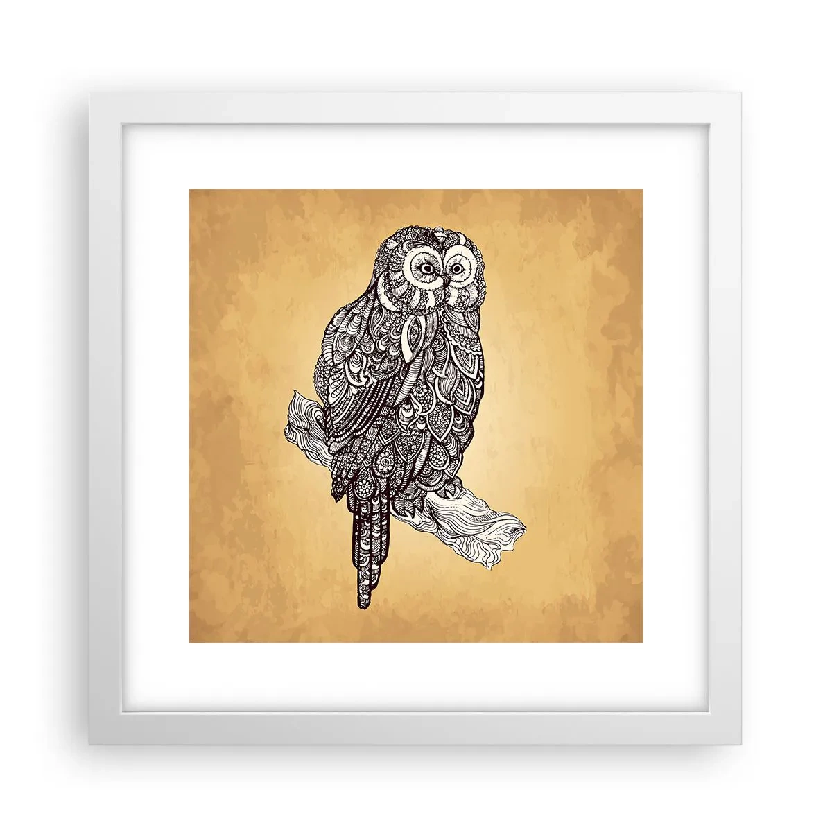 Plakát v bílém rámu - Mistrovské ornamenty moudrosti - 30x30 cm