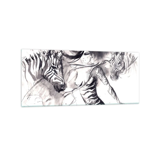 Obraz na skle - Tančící se zebrami - 120x50 cm