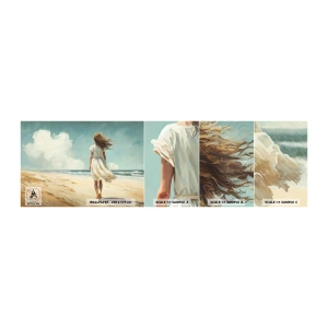 Vzor Fototapety Samolepicí Deluxe Sticker - Směrem k slunci a větru - Dívka, Pláž, Procházka - 100x30 cm