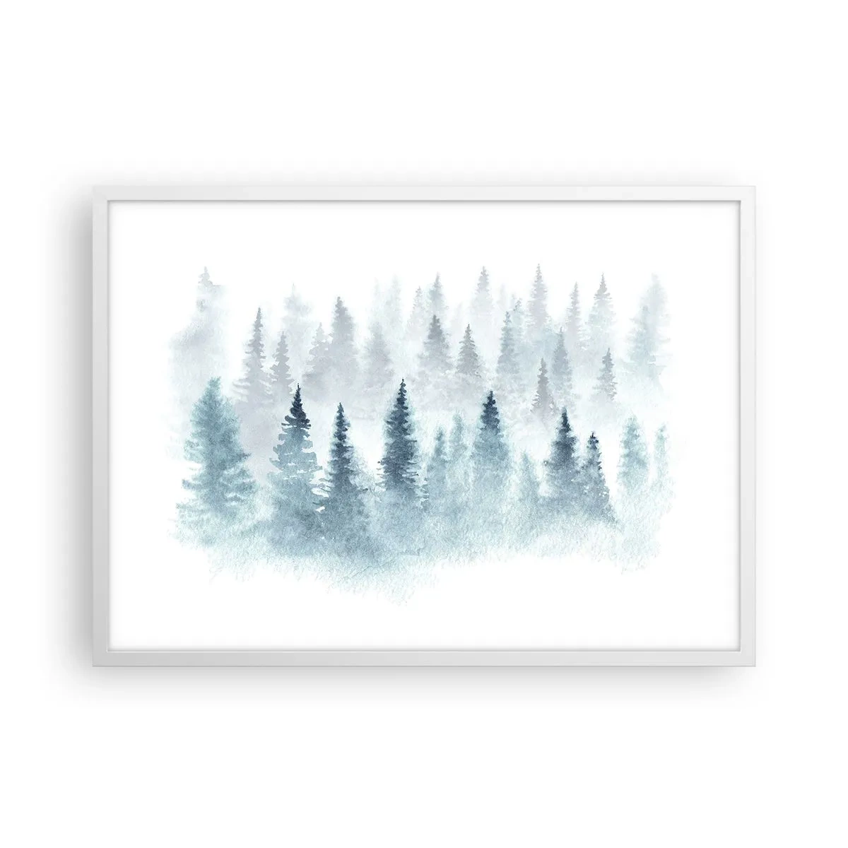 Plakát v bílém rámu - Zahalené mlhou - 70x50 cm