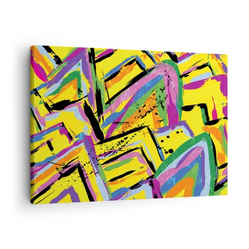 Obraz na plátně - Živá abstrakce v jasných barvách a dynamických tvarech - 70x50cm - Až křičí radostí - Moderní nástěnná dekorace do obývacího pokoje a ložnice ARTTOR