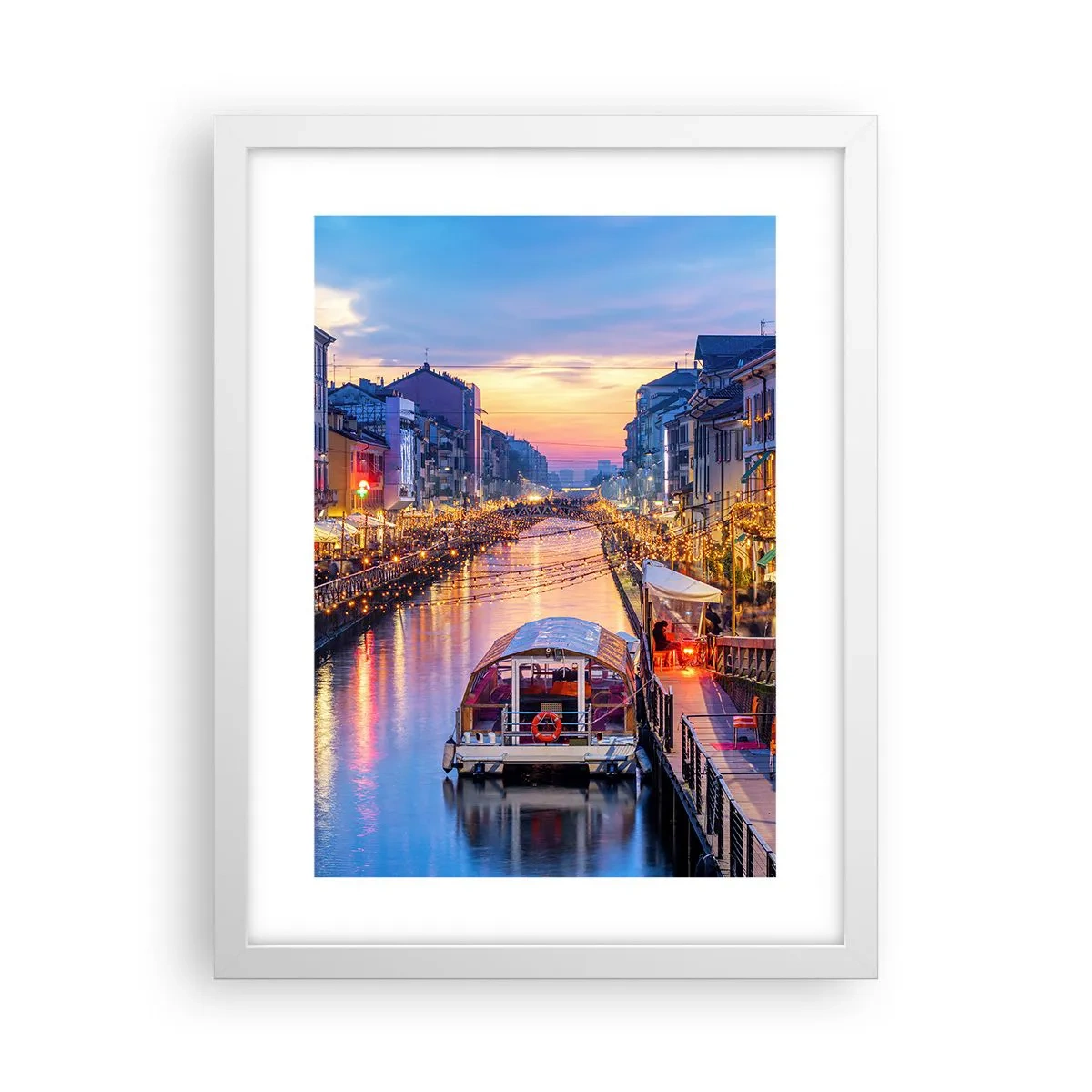 Plakát v bílém rámu - Večer plný světla a zábavy - 30x40 cm