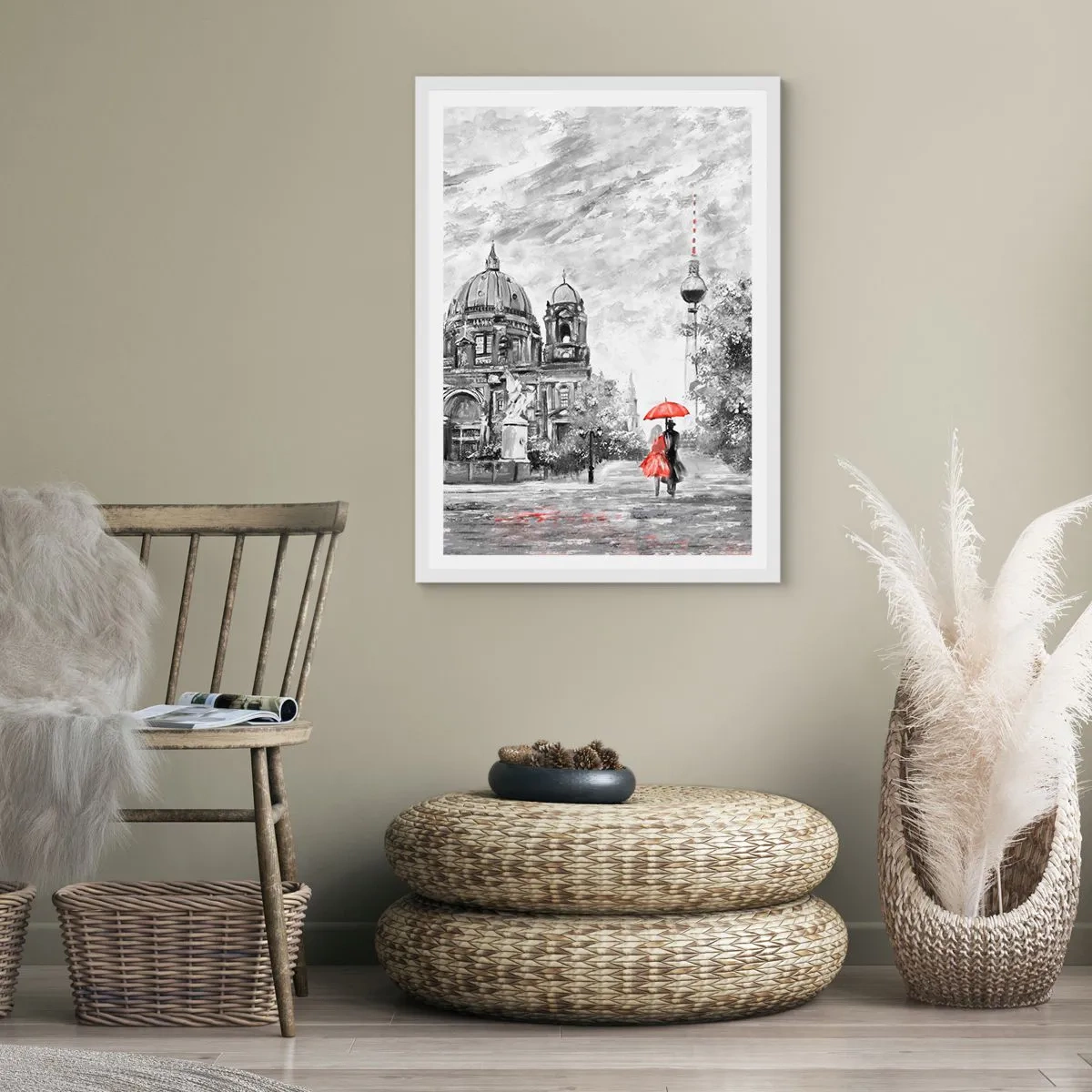 Plakát v bílém rámu - Berlínské setkání - 50x70 cm