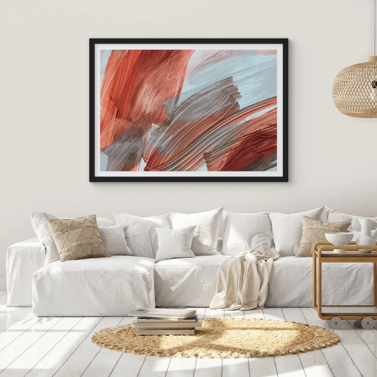 Plakát v černém rámu - Podzimní větrná abstrakce - 70x50 cm