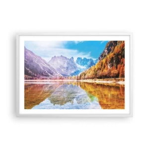Plakát v bílém rámu - A v horách už je podzim - 70x50 cm