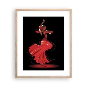 Plakát v rámu světlý dub - Žhavá duše flamenco - 40x50 cm