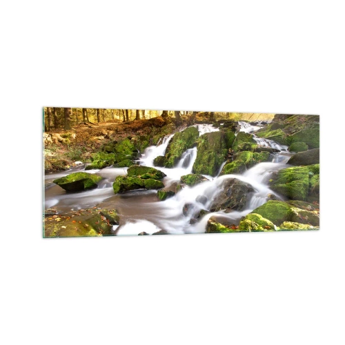 Obraz na skle - Chvatem podzimním lesem - 100x40 cm