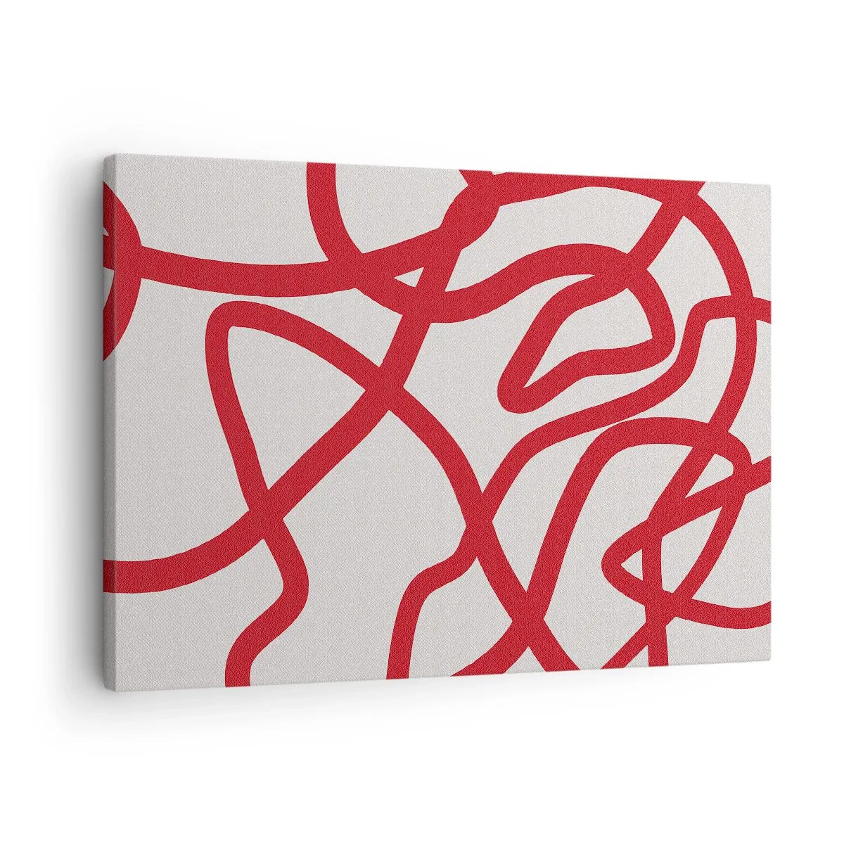 Obraz na plátně - Červené abstraktní čáry na bílém pozadí - 70x50cm - Červené na bílém - Moderní nástěnná dekorace do obývacího pokoje a ložnice ARTTOR