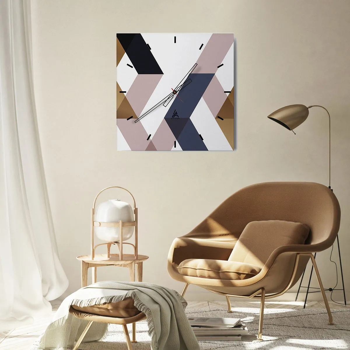 Nástěnné hodiny - Roviny a úhly - 40x40 cm