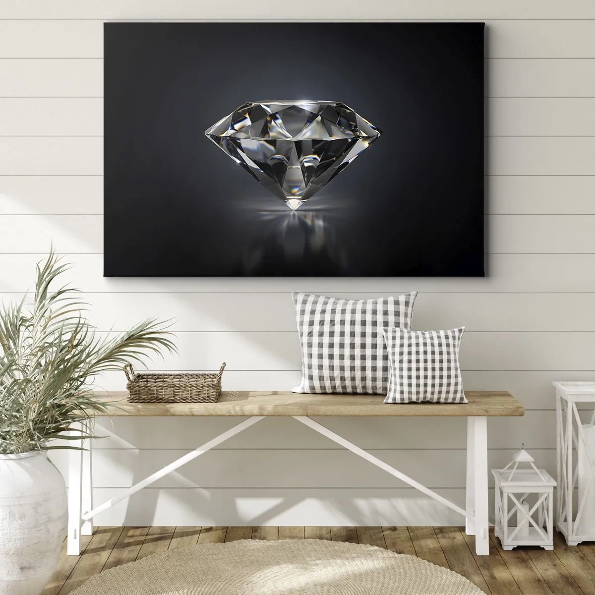Obraz na plátně - Umělecký pohled na diamant na tmavém pozadí - 70x50cm - Best girls friend - Moderní nástěnná dekorace do obývacího pokoje a ložnice ARTTOR