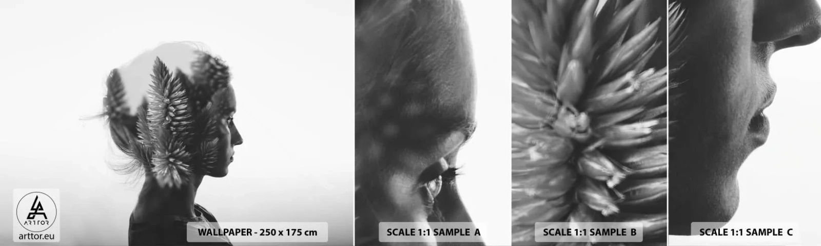 Vzor Fototapety Samolepicí Deluxe Sticker - Paní borovicového lesa - Abstrakce, Žena, Kus - 100x30 cm