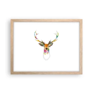 Plakát v rámu světlý dub - Líbezný jelínek vykoupaný v barvě - 40x30 cm