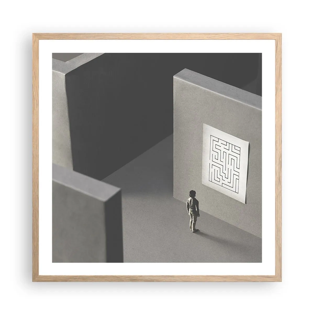 Plakát v rámu světlý dub - Kde to ale jsem? - 60x60 cm