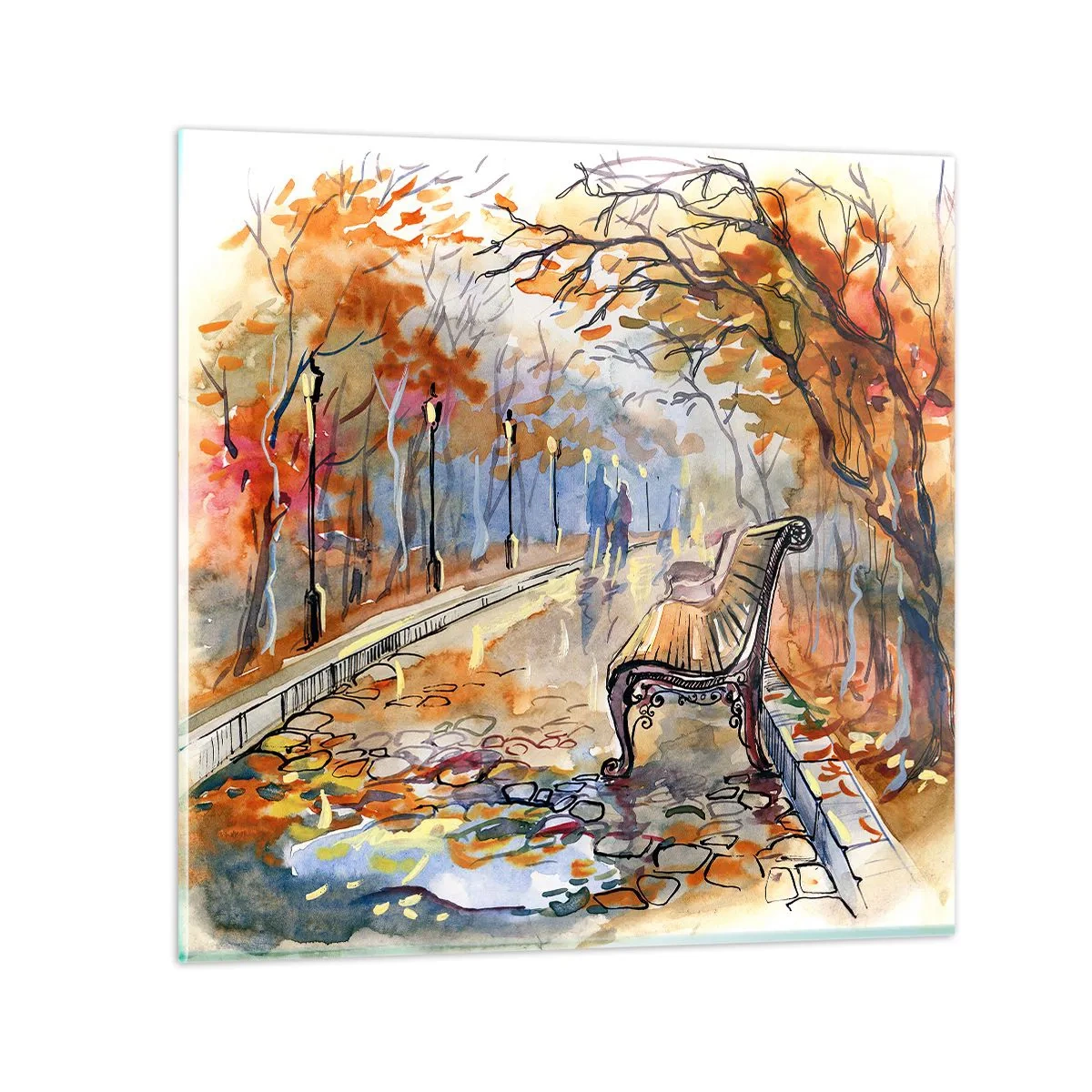 Obraz na skle - Společně putovat podzimem - 60x60 cm